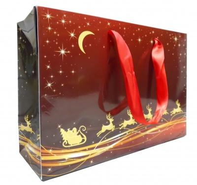 FLAT TOP GIFT BAG (single) - medium REINDEER